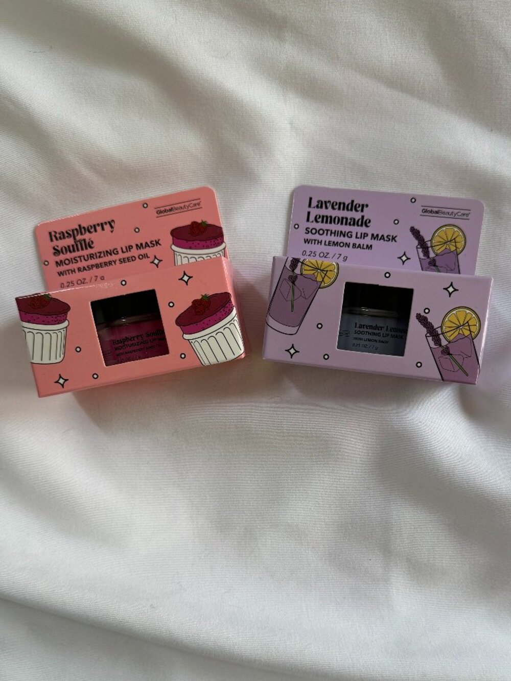 Global Beauty Care Lip Mask Set: Raspberry Souffle, Lavendar Lemonade